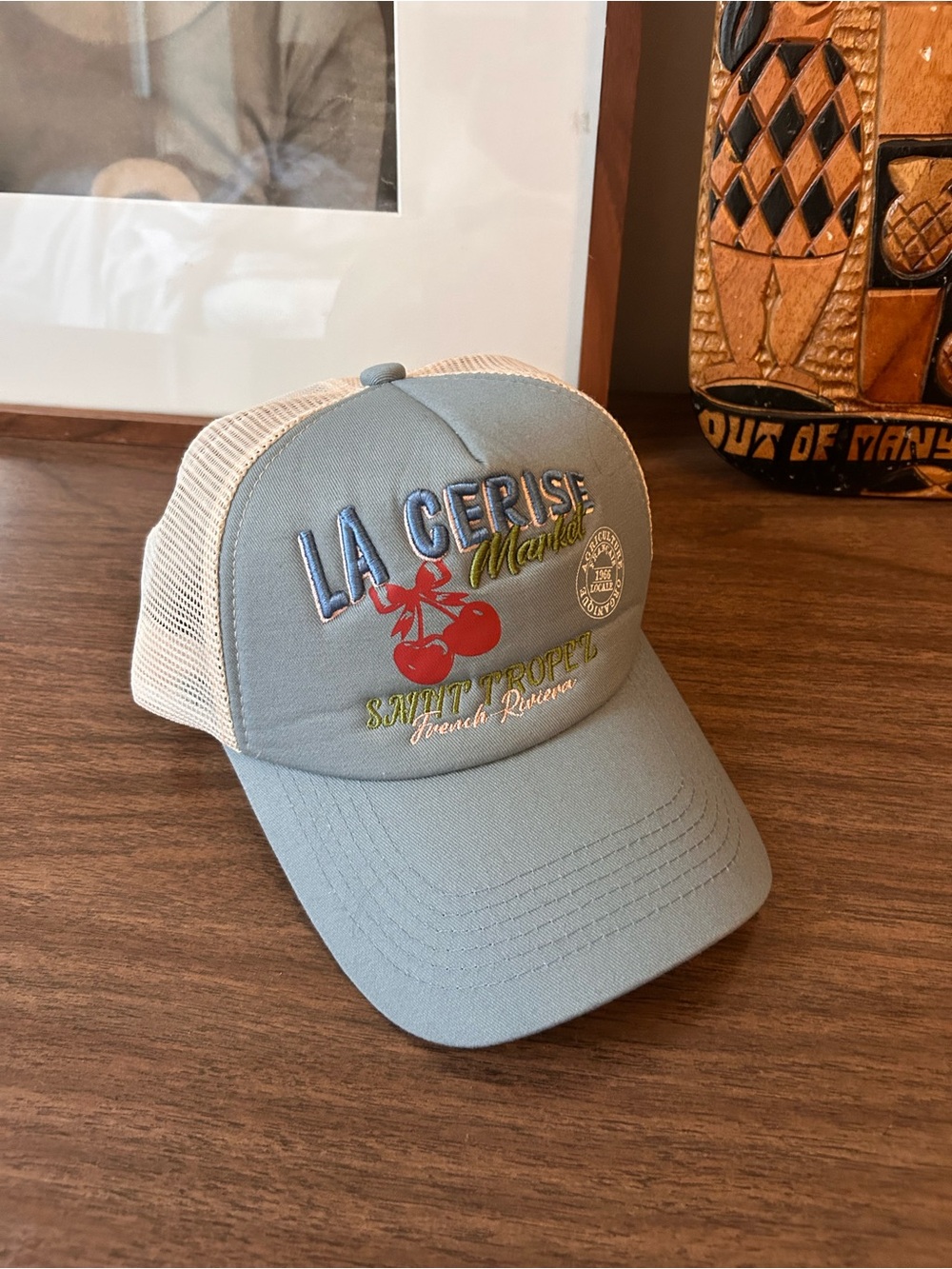 anthropologie worn west la cerise market san tropez blue trucker hat